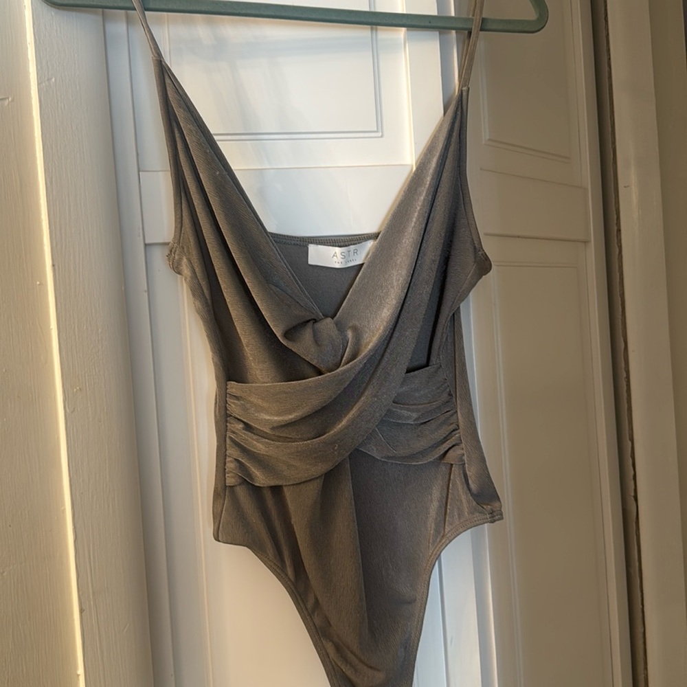 ASTR silver and grey bodysuit tank